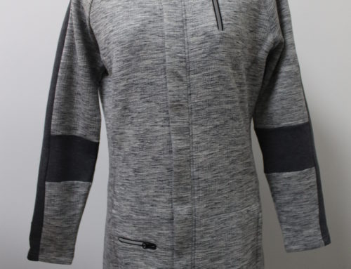 Women’s lt Grey Knitted Block Print Long Jacket