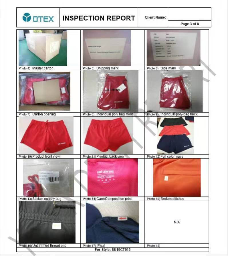 inspection report from YOTEX APPAREL